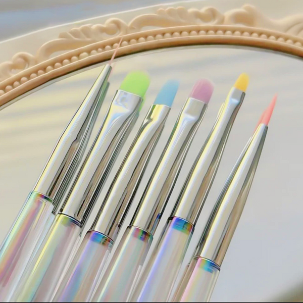 6 PCS Rainbow Nail Brush Set