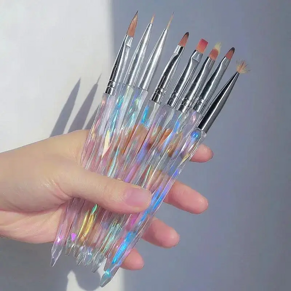 8PCS Shiny Nylon Nailart Brush Set