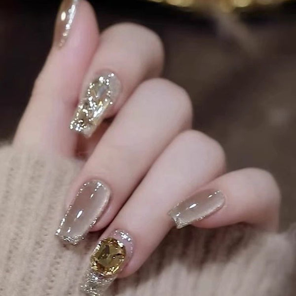 Golden Time Nail Sticker with Zirconia